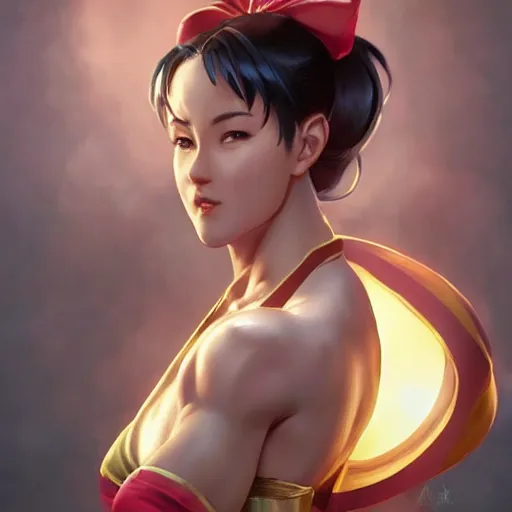 Image similar to chun li wearing a closed bathrobe!!! standing in the kitchen cooking!!!, beautiful face!!!!, 2 7 years old, cg animation, lifelike, animated, realistic, by artgerm, greg rutkowski, 3 d