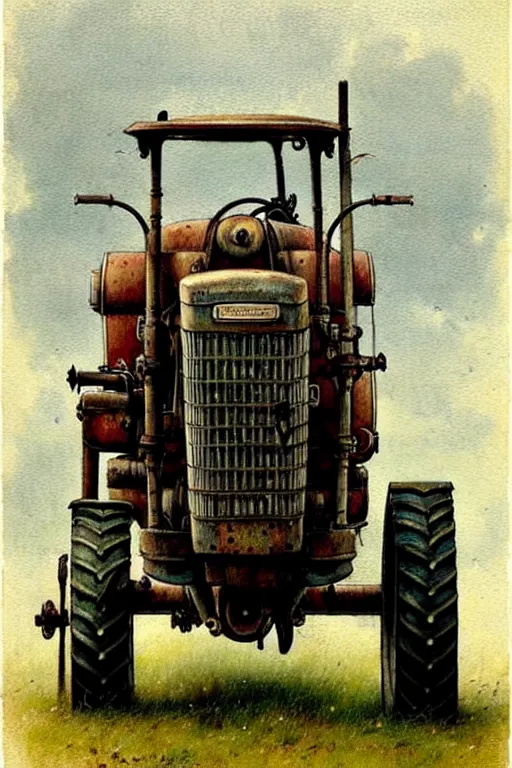 Image similar to ( ( ( ( ( farm tractor. muted colors. ) ) ) ) ) by jean - baptiste monge!!!!!!!!!!!!!!!!!!!!!!!!!!!