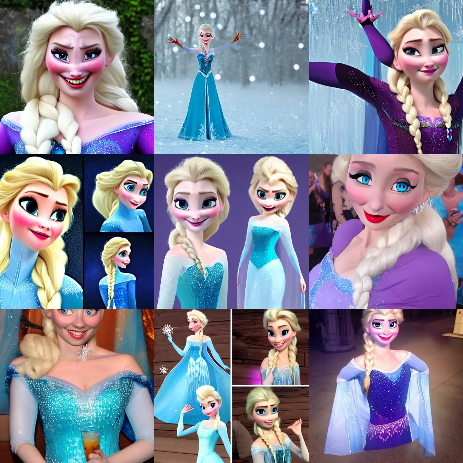 Prompt: elsa from frozen drunk