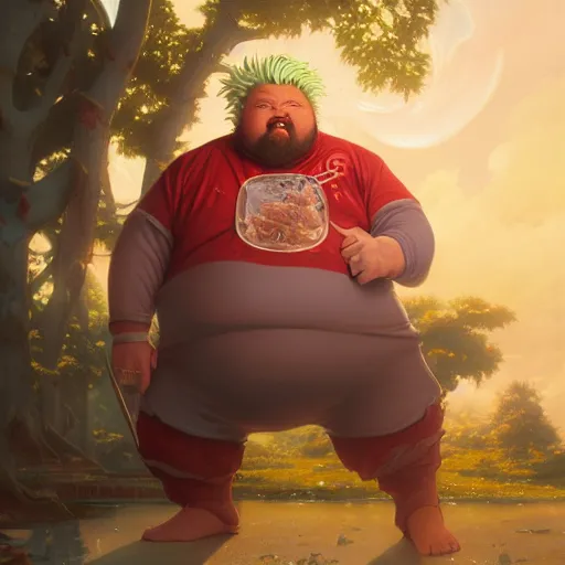 Prompt: Highly detailed portrait of fat Guy Fieri, Stephen Bliss, unreal engine, fantasy art by Greg Rutkowski, Loish, Rhads, ferdinand knab, Makoto Shinkai and Lois van baarle, ilya kuvshinov, rossdraws, Tom Bagshaw, alphonse mucha, global illumination, radiant light, detailed and intricate environment