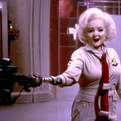 Image similar to stunning awe inspiring betty white as a ghostbuster in the movie ghostbusters, movie still 8 k hdr atmospheric lighting