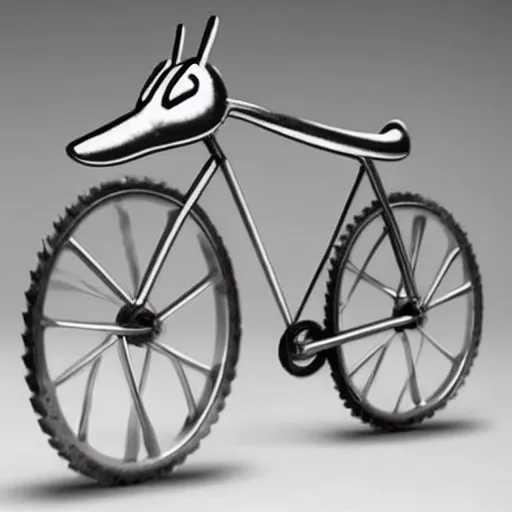 Image similar to a stainless steel bike, made of swiss cheese wheels, a cartoonish rat riding the bike on the surface of the moon and, photorealistic