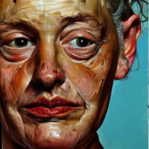 Image similar to high quality high detail painting by lucian freud and jenny saville, hd, celebrity, turquoise