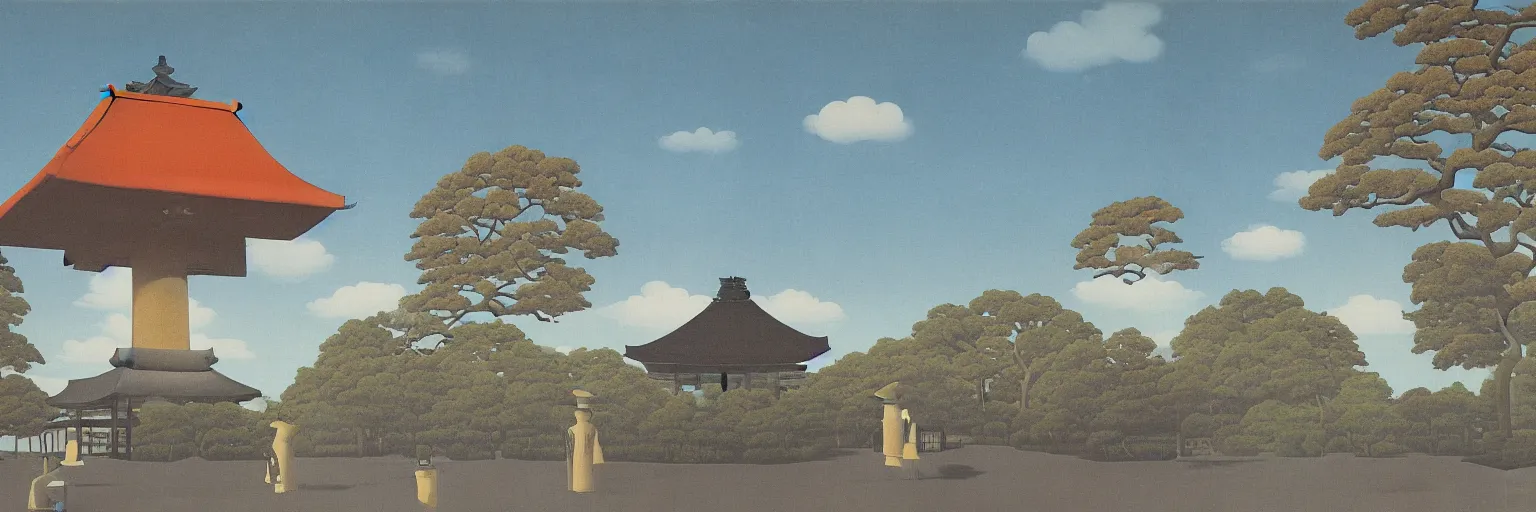 Image similar to japanese pagoda painting magritte