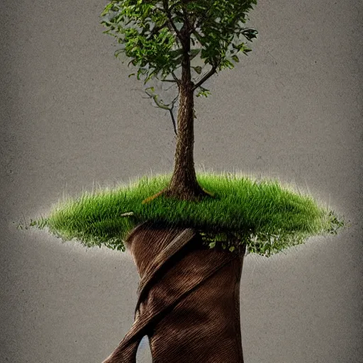 Prompt: A little tree inside a boot, digital art, trending on artstation, HDR