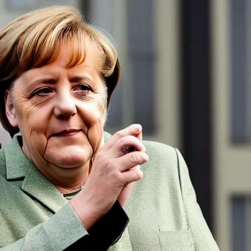 Prompt: angela merkel smokes weed, blunt, cigar