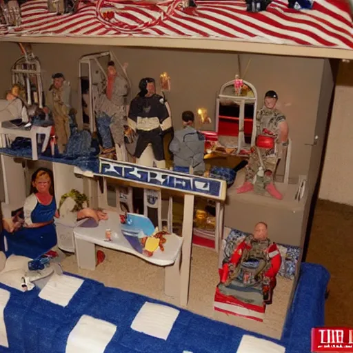 Image similar to G.I. Joe project x party inside of a dollhouse