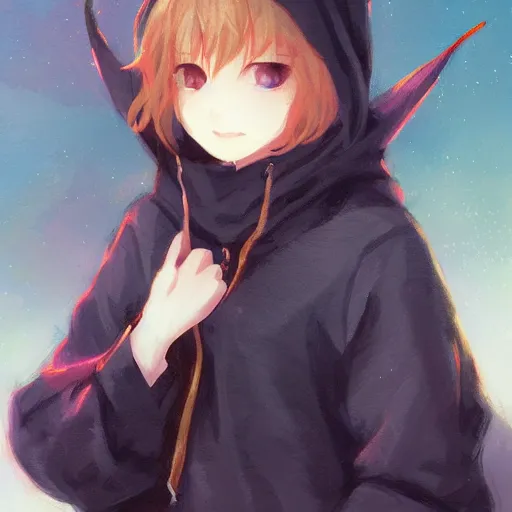 Image similar to portrait of a witch fire with hoodie by Krenz Cushart and wlop