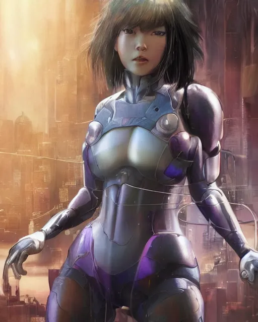 Image similar to weta disney pixar movie still portrait photo of motoko kusanagi ghost in the shell : : as cyborg woman by pixar : : by weta, wlop, ilya kuvshinov, rossdraws, artgerm, marvel, maxim cover, latex, octane render, sweaty, iridescent, bright morning, anime, liosh, mucha : :