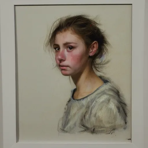 Image similar to portrait of a welsh teenage girl with brown hair and eyes by jasper ejsing