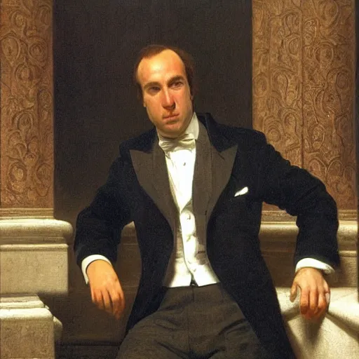 Image similar to saul goodman posing confidently before a crowd of cheering fans, award winning painting by edward poynter