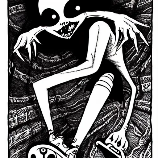 Prompt: black and white trippy comic art depiction of dracula roller skates, vampire, roller skates, vampire, rollerskates, drawn by martin rowson, tim burton, alex pardee, nekro petros afshar, cgsociety, awesome, cool, detailed, intricate ink, 4 k