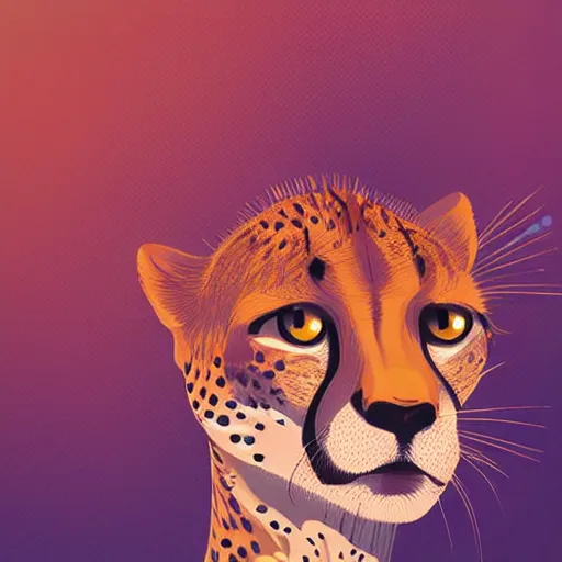 Image similar to a digital painting of a cheetah, a storybook illustration by James Gilleard, trending on behance, generative art, trypophobia, biomorphic, circuitry