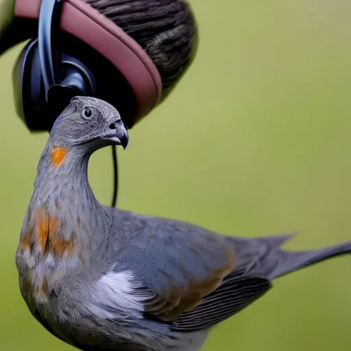 Image similar to a bird wearing headphones