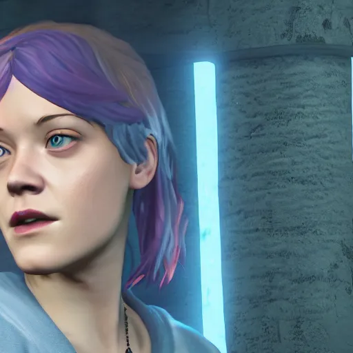 Prompt: jane levy as chloe price with blue hair in life is strange, highly detailed, high quality, hd, 4 k, 8 k, canon 3 0 0 mm, professional photographer, 4 0 mp, lifelike, top - rated, award winning