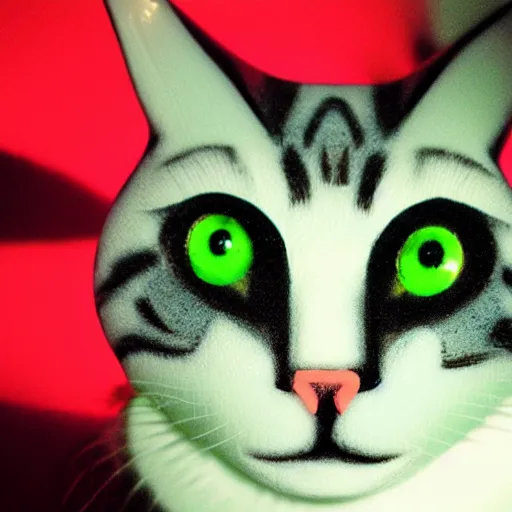 Image similar to a cat made entirely of jello, glowing eyes