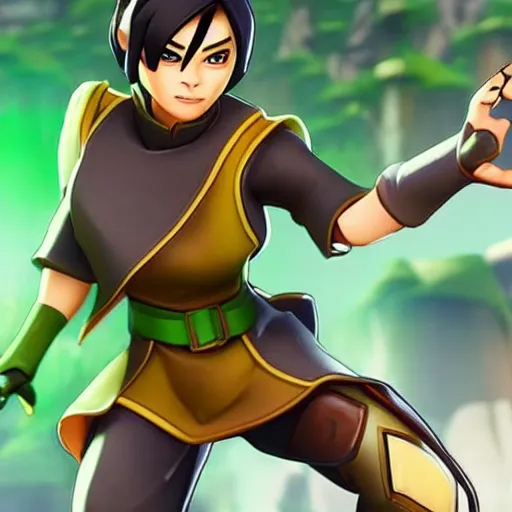 Image similar to toph beifong in fortnite, character render, full body shot, highly detailed, in game render