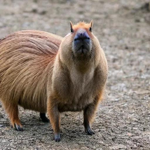 Image similar to a hybrid between a capybara and a llama