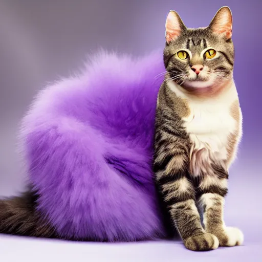 Prompt: a cat fully stained in purple
