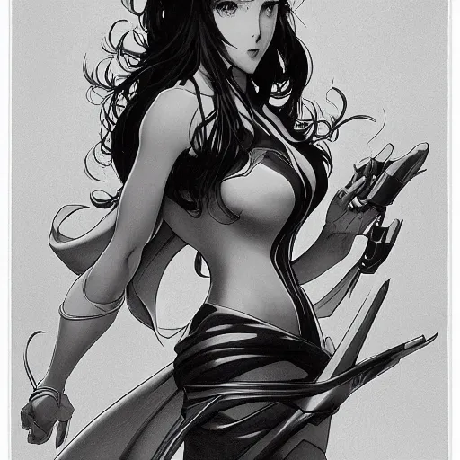 Prompt: original anime character design. pencil and ink by artgerm, cushart krenz, tim hildebrandt and alphonse mucha.