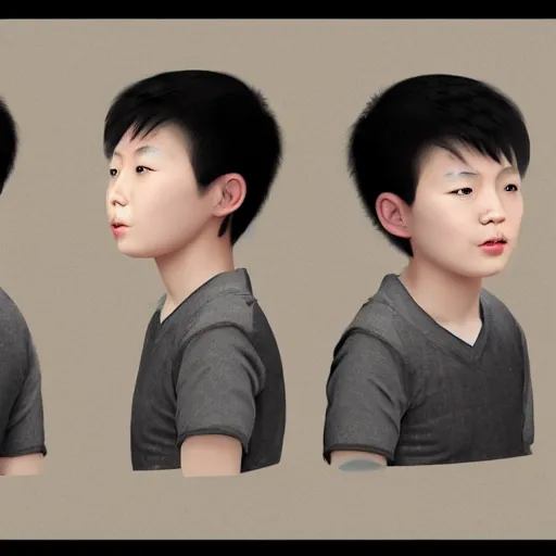 Prompt: chinese boy with short hair, concept art