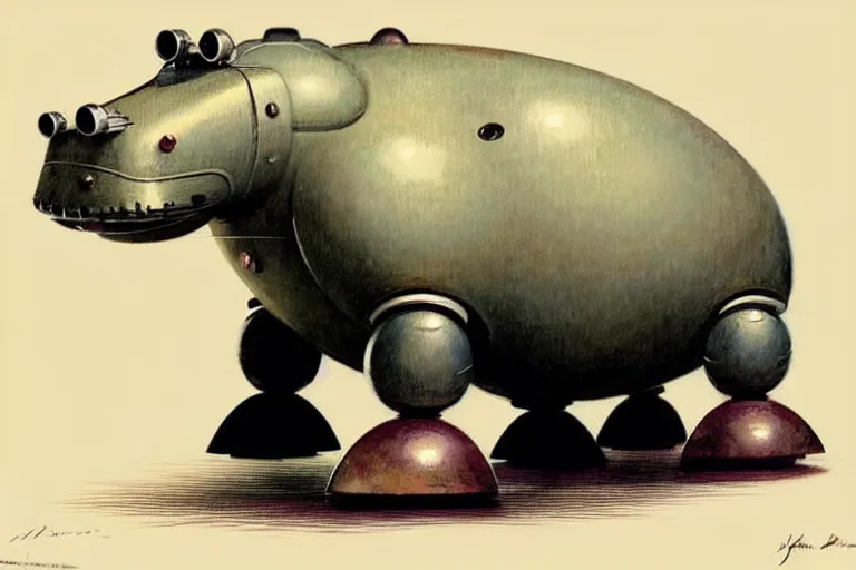 Image similar to ( ( ( ( ( 1 9 5 0 s retro future robot hippo. muted colors. ) ) ) ) ) by jean - baptiste monge!!!!!!!!!!!!!!!!!!!!!!!!!!!!!!