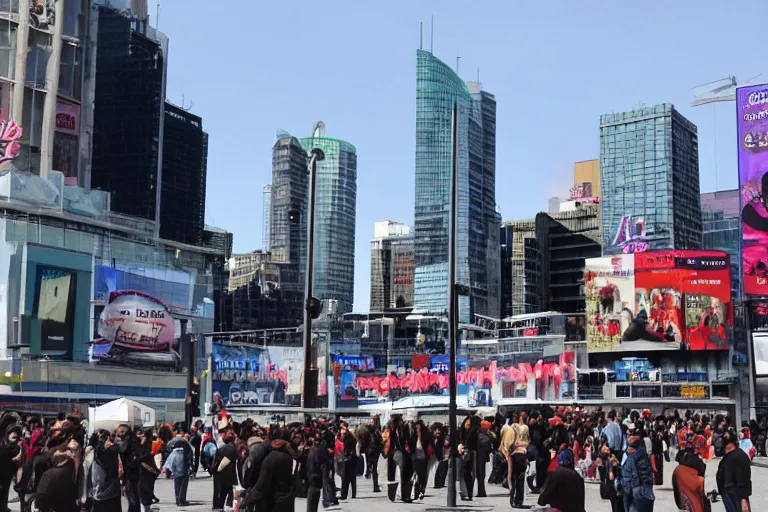 Prompt: Yonge-Dundas Square, by Rene Magritte