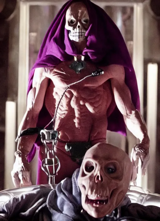 Image similar to movie still of skeletor as hannibal lecter, 8 k, hd