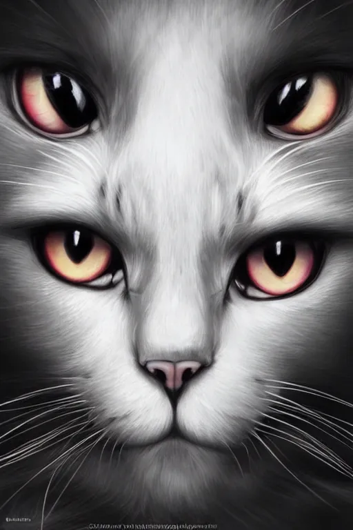 Prompt: a highly detailed beautiful portrait of a cat / emotion : fear in the style of artgerm.