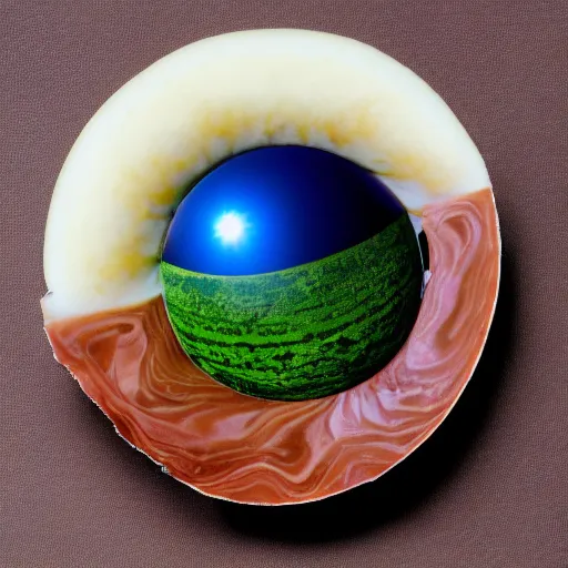 Image similar to a planet inside a planet inside a planet inside a planet. sliced for presentation purposes.