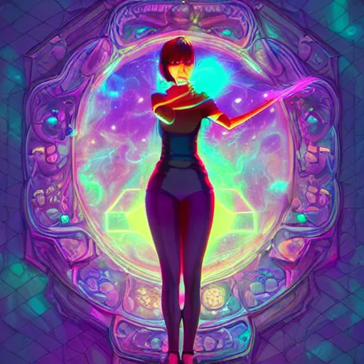 Image similar to skill magic geek inside matrix deepdream radiating a glowing aura stuff loot legends stylized digital illustration video game icon artstation lois van baarle, ilya kuvshinov, rossdraws,