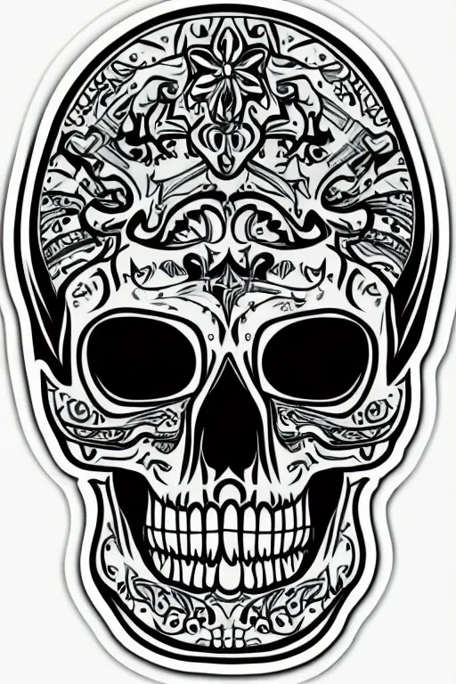 Image similar to A portrait of a skull that is a cowboy, sticker, colorful, illustration, highly detailed, smooth and clean vector curves, no jagged lines, vector art, smooth