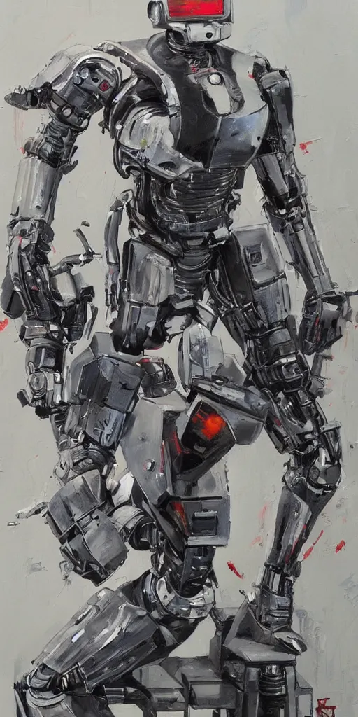 Image similar to oil painting scene from Robocop movie art by kim jung gi