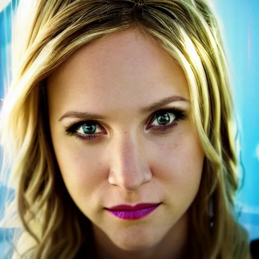 Image similar to beautiful highly detailed colorful artistic photograph portrait of veronica mars, 8k