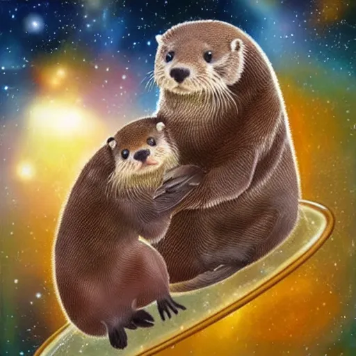 Image similar to otters in space