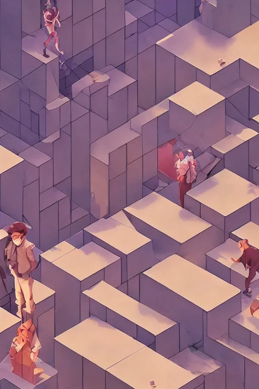 Prompt: Isometric maze, by Jesper Ejsing, RHADS, Makoto Shinkai and Lois van baarle, ilya kuvshinov, rossdraws global illumination