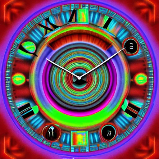 Image similar to trippy face album cover clocks