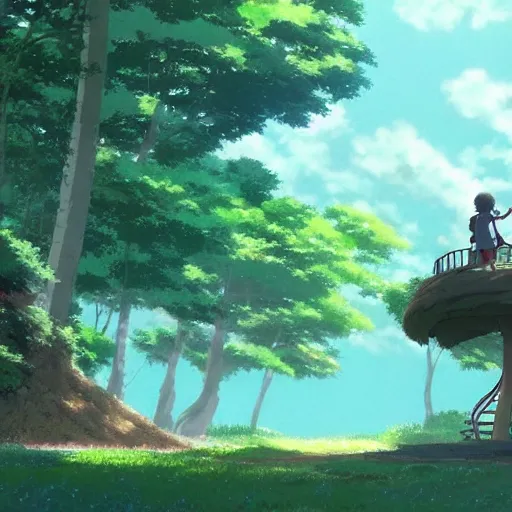 Image similar to The Tree house battle, by Dice Tsutsumi, Makoto Shinkai, Studio Ghibli