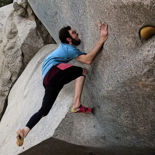 Prompt: “ jewish man doing v 4 bouldering ”