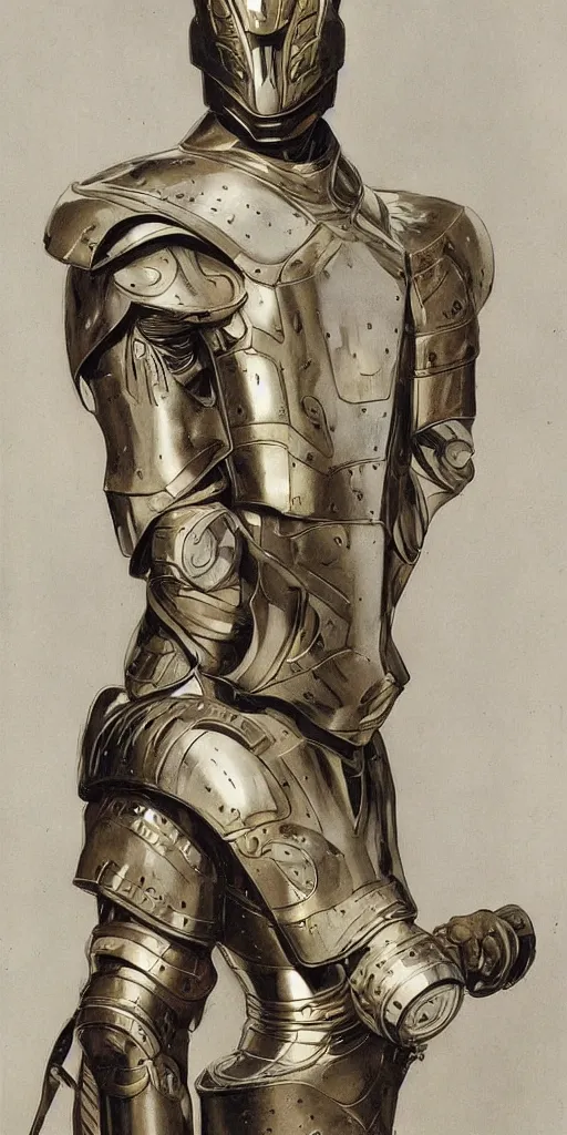 Image similar to futurist armor for soldiers by leyendecker, intricate, extreme details