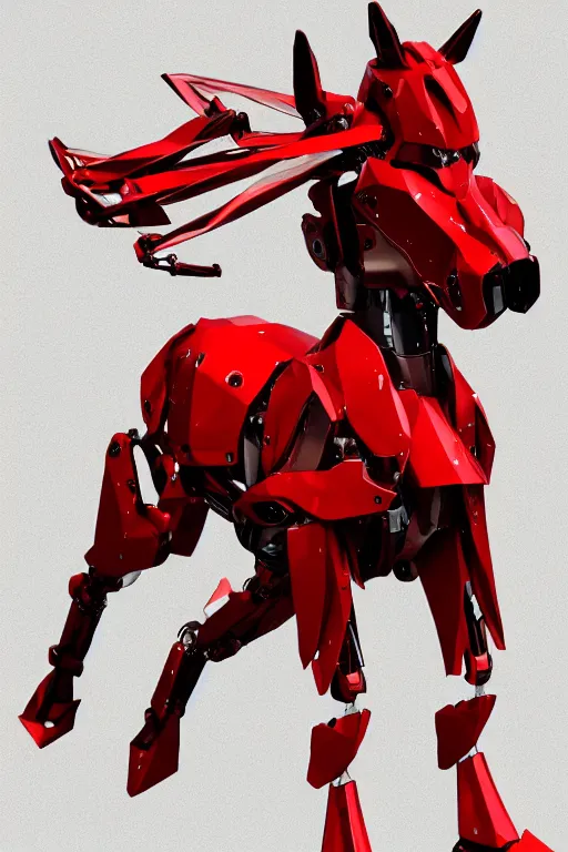 Image similar to red anthro mecha horse by Akira Saito, orante, intrinse details, insamely detailed, complex bur elegant, organic, muscles and fibers, photorealistic, 4k, artstation, 8k