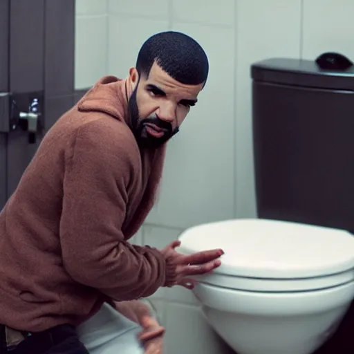 Image similar to drake farting in a toilet