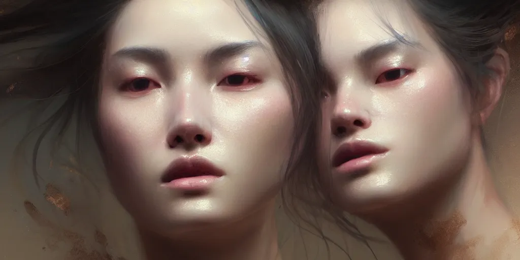 Prompt: close up face portrait of a beautiful woman laying down inside a sentetic fluid, dim light, extremely detailed digital painting, in the style of fenghua zhong and ruan jia and jeremy lipking and peter mohrbacher, mystical colors, rim light, beautiful lighting, 8 k, stunning scene, raytracing, octane, trending on artstation