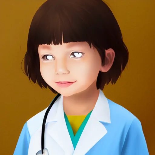 Prompt: a little girl [ as a veterinarian doctor ]!!, [ digital art ]!!, trending on artstation, [ golden ratio ]!!, centered!!