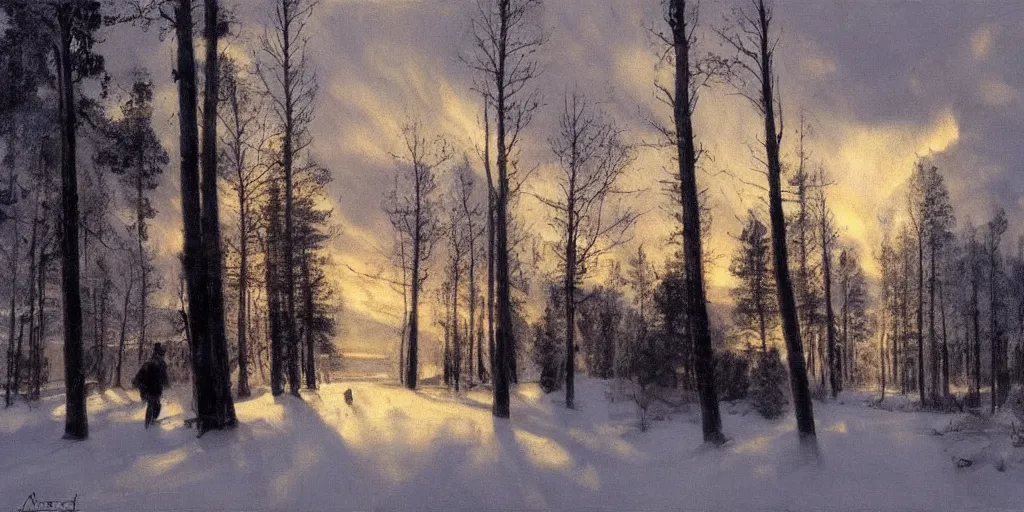 Image similar to dalarna, sweden, in the style of anders zorn, dramatic lighting