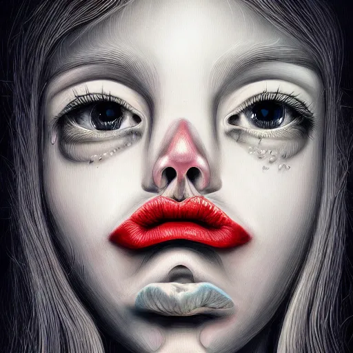 Image similar to highly detailed surrealist painting of deep sadness alone, expressive emotional sadness piece, trending on art station, abstract emotional sadness expression, very very very beautiful