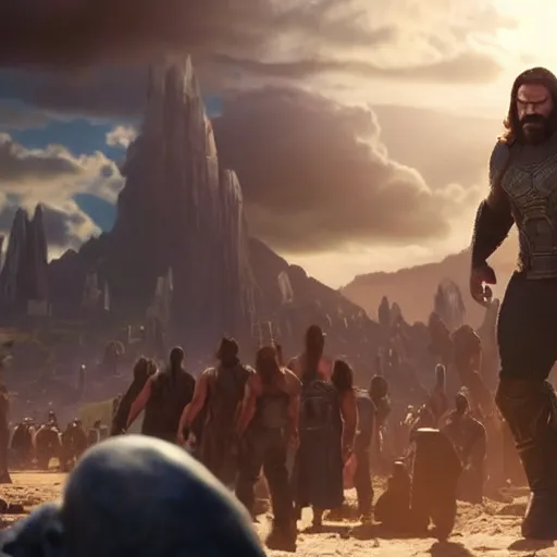 Prompt: Jesus playing Thanos in avengers, cinematic lighting