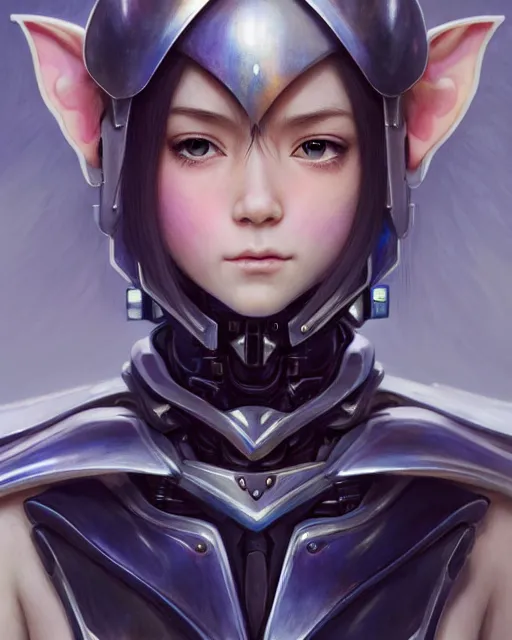 Image similar to art championship winner trending on artstation portrait of an elven mecha warrior princess, portrait cute-fine-face, pretty face, realistic shaded Perfect face, fine details. Anime. realistic shaded lighting by katsuhiro otomo ghost-in-the-shell, magali villeneuve, artgerm, rutkowski, WLOP Jeremy Lipkin and Giuseppe Dangelico Pino and Michael Garmash and Rob Rey head and shoulders, blue hair, matte print, pastel pink neon, cinematic highlights, lighting, digital art, cute freckles, digital painting, fan art, elegant, pixiv, by Ilya Kuvshinov, daily deviation, IAMAG, illustration collection aaaa updated watched premiere edition commission ✨✨✨ whilst watching fabulous artwork \ exactly your latest completed artwork discusses upon featured announces recommend achievement