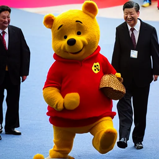 Image similar to Xi Jinping dressed as Winnie the Pooh