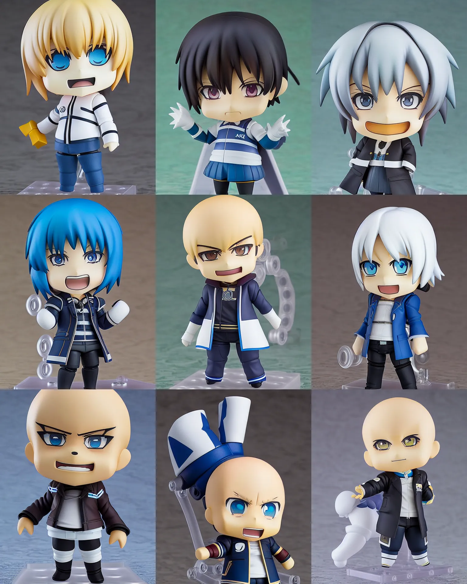 Prompt: an anime nendoroid of sans, detailed product photo